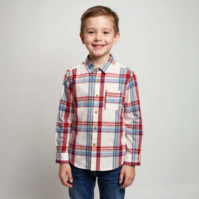 YAMP - Camisa para Niño de Cuadros Manga larga de Algodón Yamp