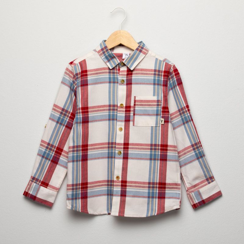 YAMP - Camisa para Niño de Cuadros Manga larga de Algodón Yamp