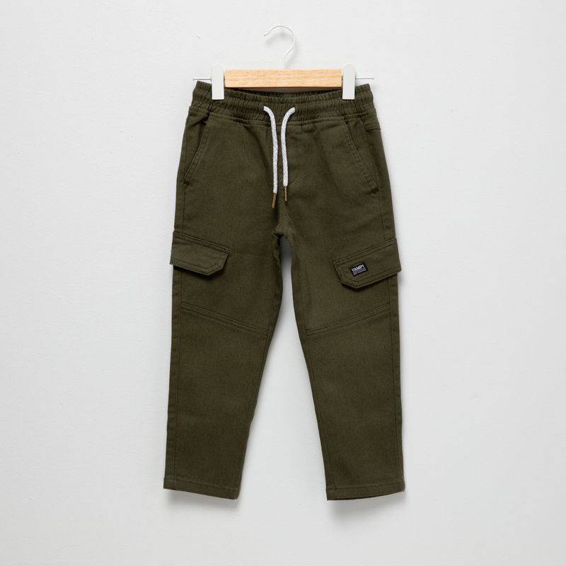 YAMP - Pantalón para Niño Cintura elásticada Cargo de Algodón Yamp