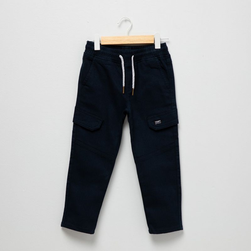 YAMP - Pantalón para Niño Cintura elásticada Cargo de Algodón Yamp