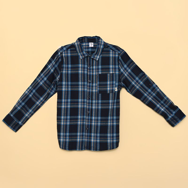 YAMP - Camisa para Niño de Cuadros Manga larga de Algodón Yamp
