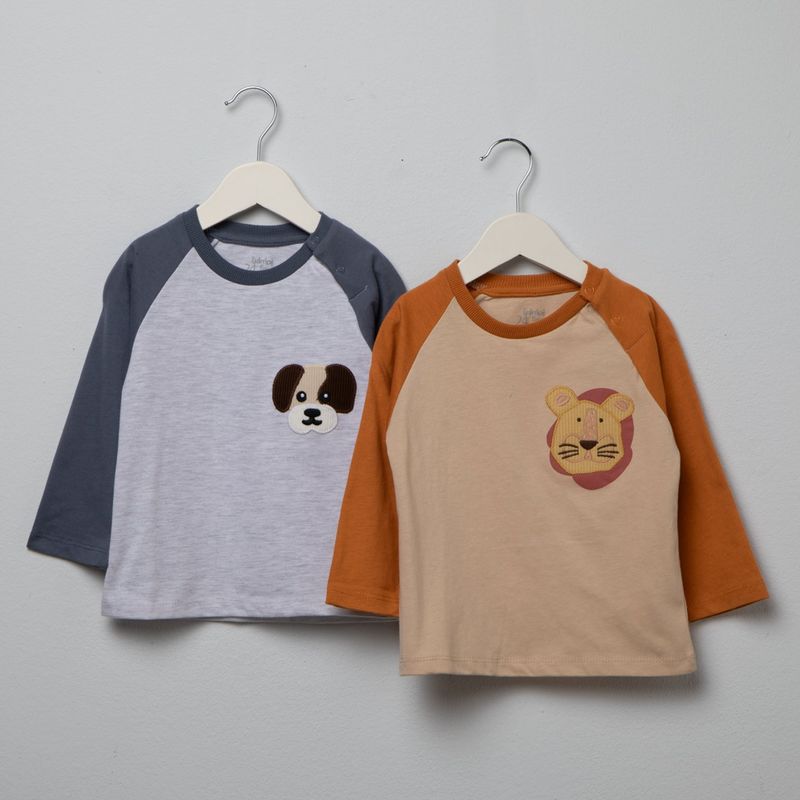 YAMP - Camisetas manga larga para Bebé niño Pack de 2 unidades con Estampado de Algodón Yamp