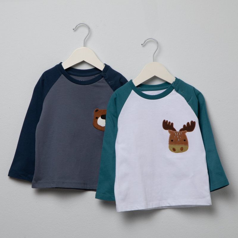 YAMP - Camisetas manga larga para Bebé niño Pack de 2 unidades con Estampado de Algodón Yamp