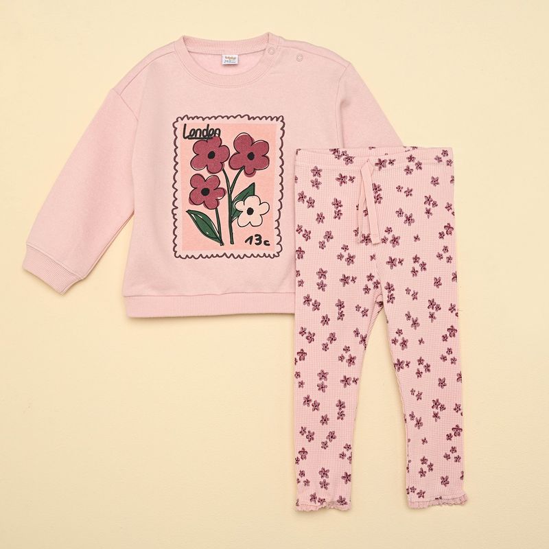 YAMP - Set Saco manga larga + Pantalón para Bebé niña en Algodón YAMP