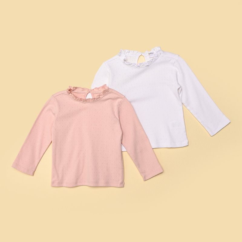 YAMP - Camisetas para Bebé niña Pack de 2 unidades Manga larga de Algodón Yamp
