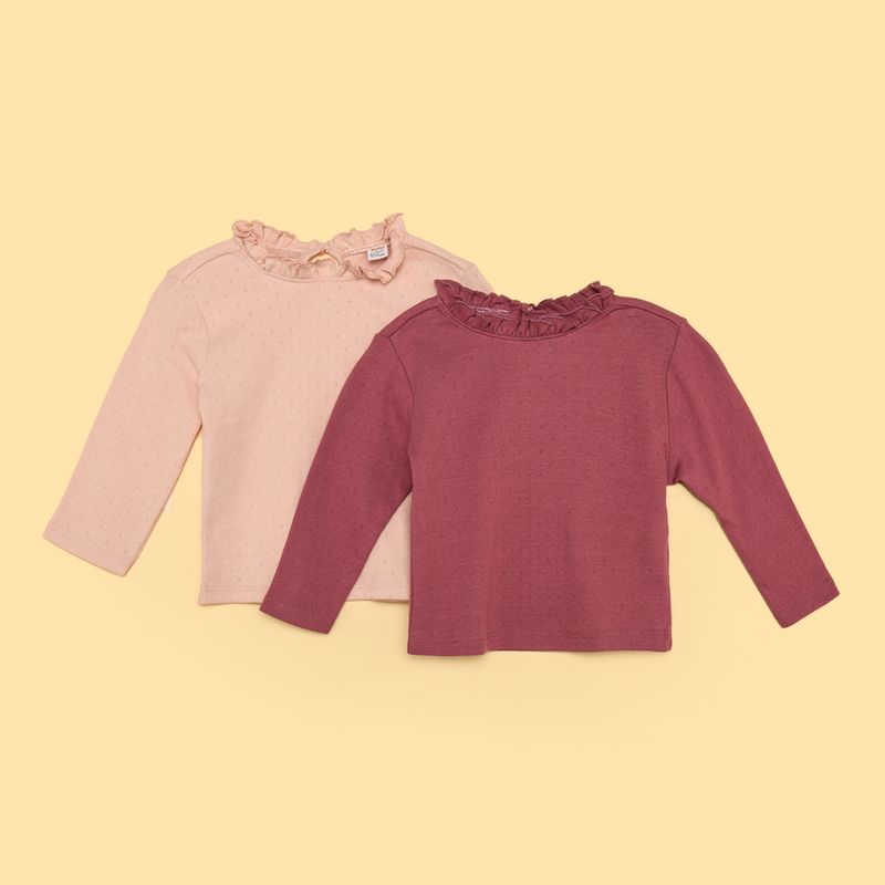 YAMP - Camisetas para Bebé niña Pack de 2 unidades Manga larga de Algodón Yamp