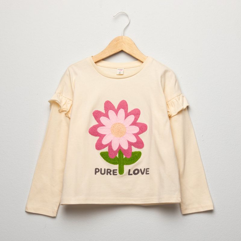 YAMP - Camiseta para Niña con Estampado Manga larga de Algodón Yamp
