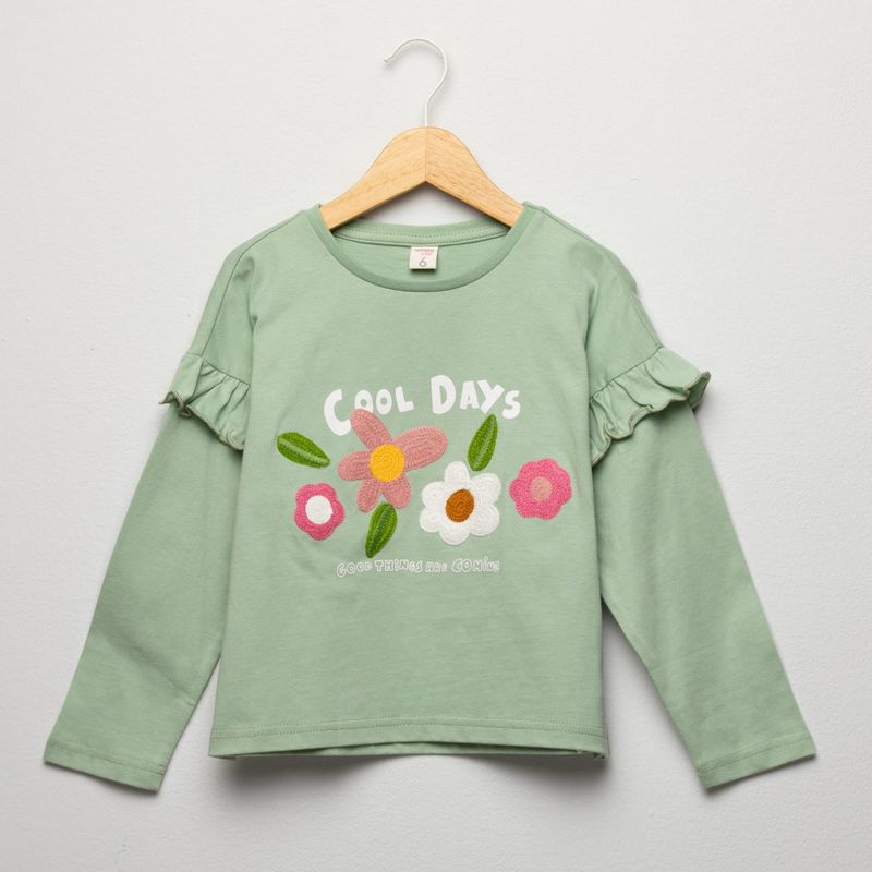 YAMP - Camiseta para Niña con Estampado Manga larga de Algodón Yamp