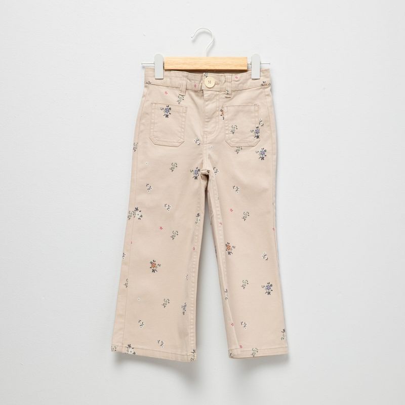 YAMP - Pantalón para Niña Wide de de Algodón Yamp