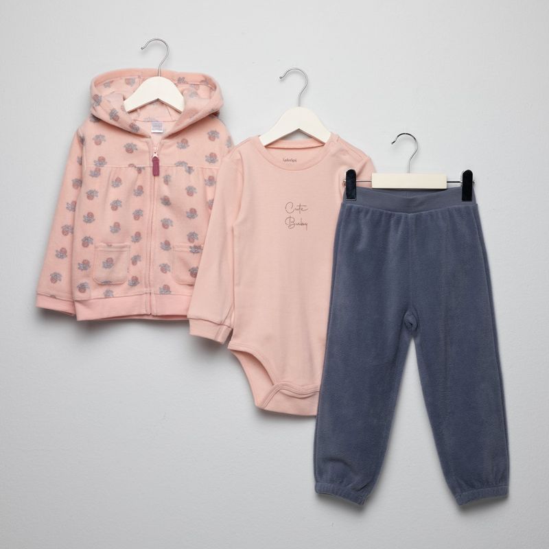 YAMP - Sets Saco con capucha + Body manga larga + Pantalón Jogger para Bebé niña Yamp