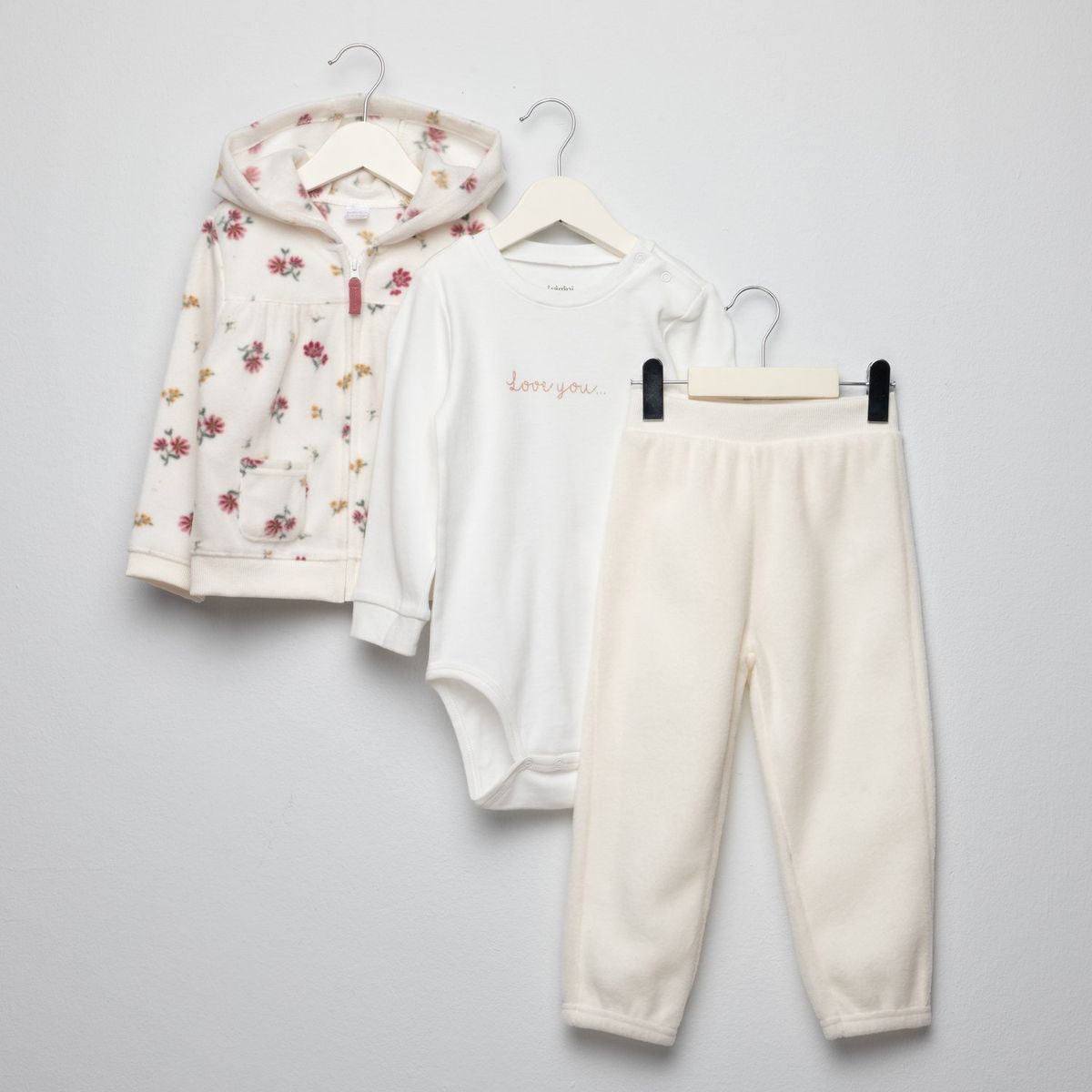 YAMP - Sets Saco con capucha + Body manga larga + Pantalón Jogger para Bebé niña Yamp