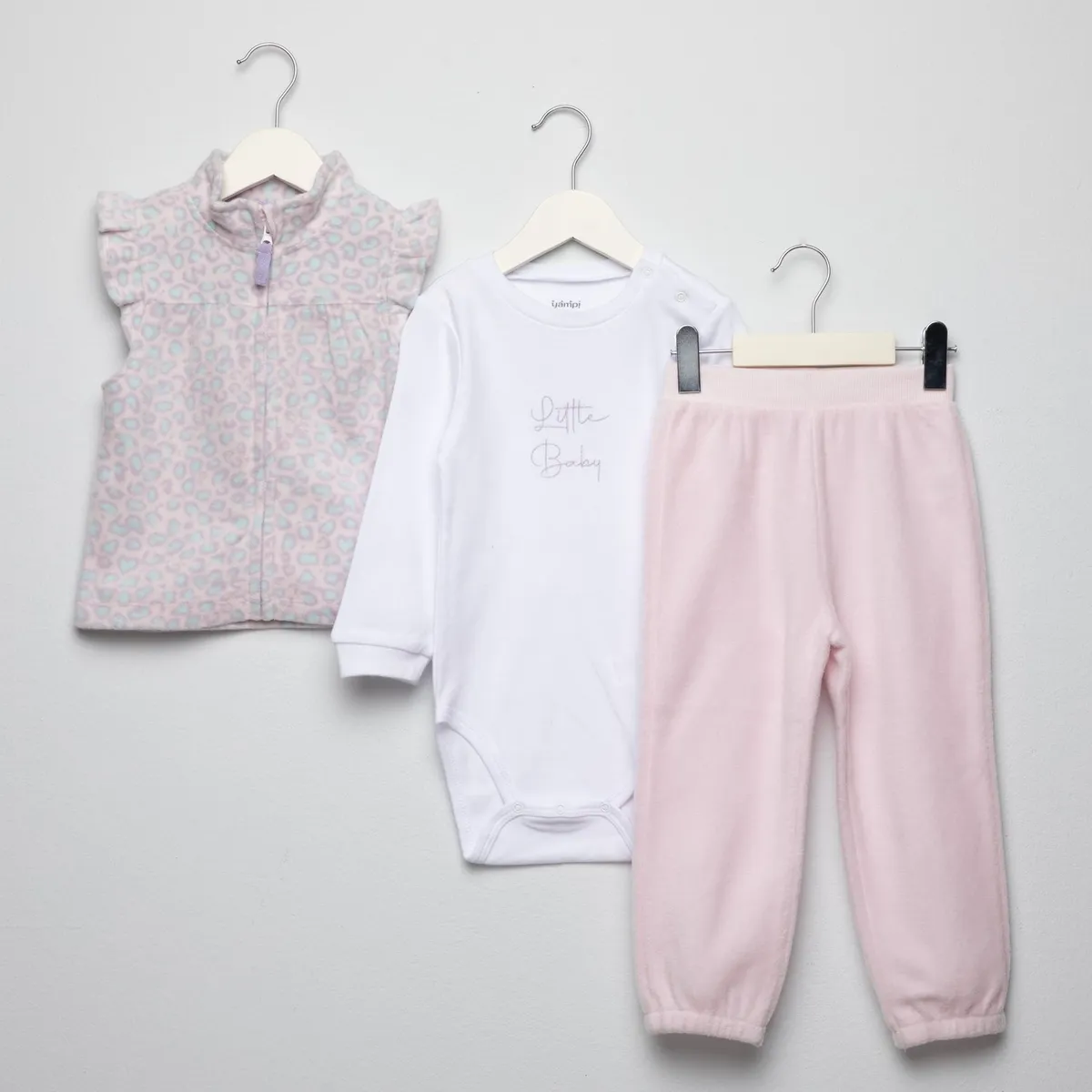 YAMP - Sets Saco con capucha + Body mangas larga + Pantalón Jogger para Bebé niña Yamp