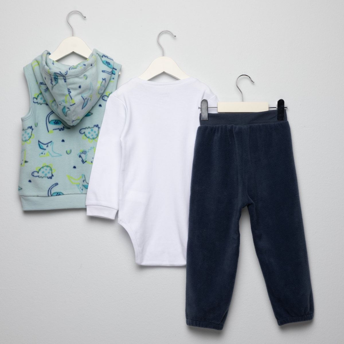 YAMP - Sets Chaleco con capucha + Body manga larga + Pantalón para Bebé niño Yamp
