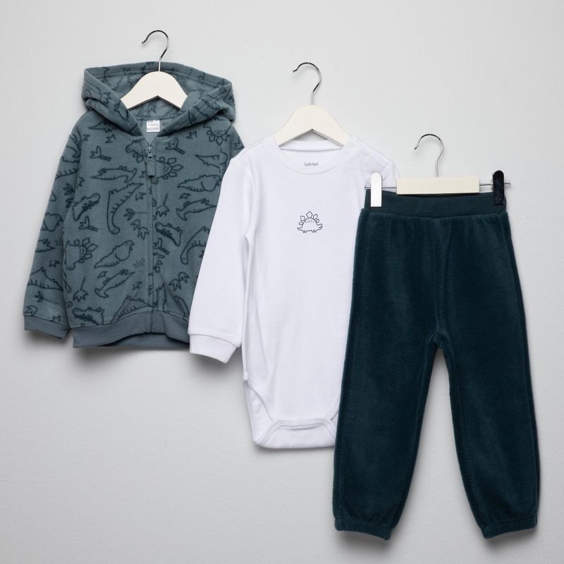YAMP - Sets Chaleco con capucha + Body manga larga + Pantalón para Bebé niño Yamp