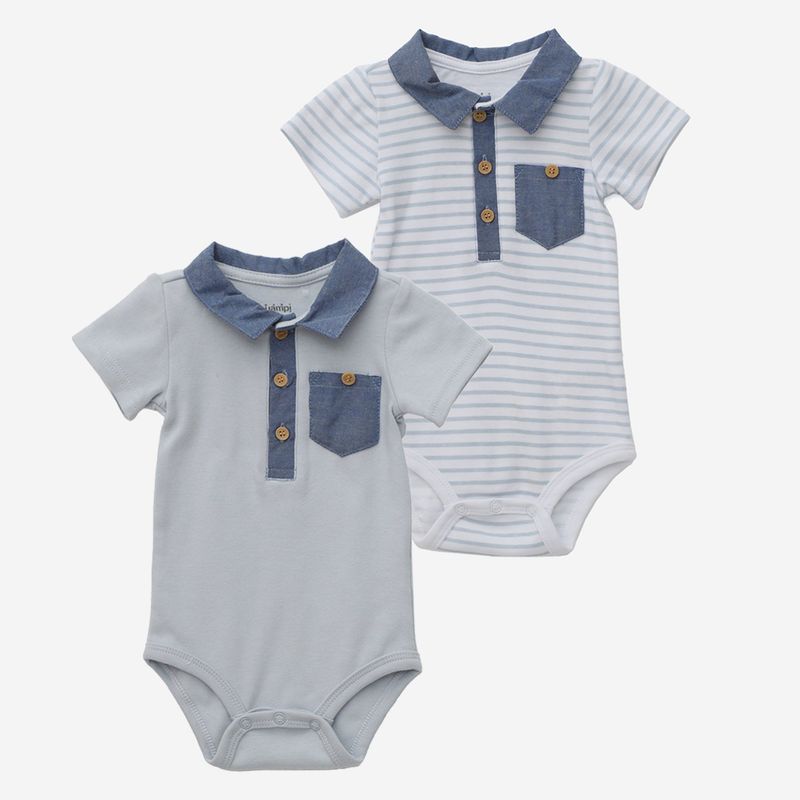 YAMP - Bodies para Bebé niño Pack de 2 unidades Con cuello de Algodón Yamp