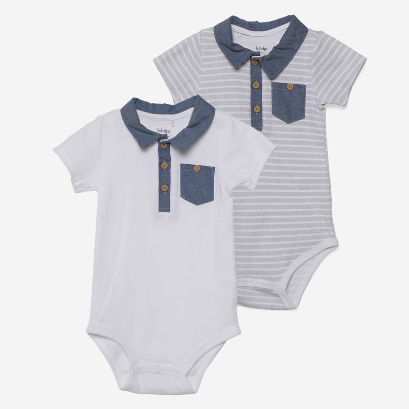 YAMP - Bodies para Bebé niño Pack de 2 unidades Con cuello de Algodón Yamp