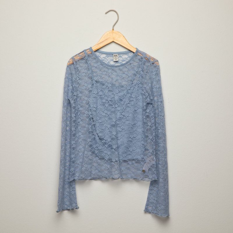 ELV - Blusa para Niña con Encaje Manga larga ELV