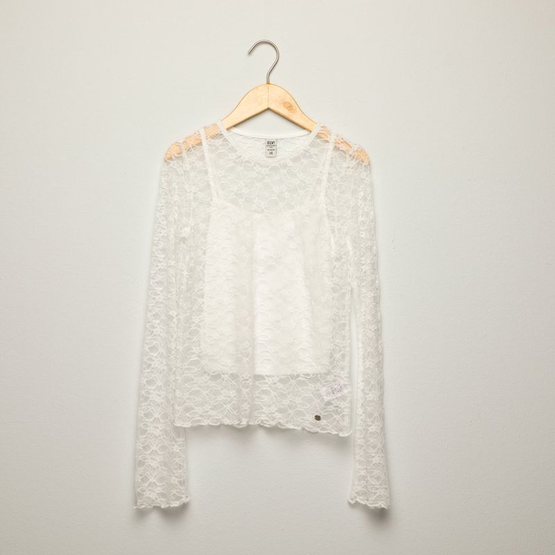 ELV - Blusa para Niña con Encaje Manga larga ELV