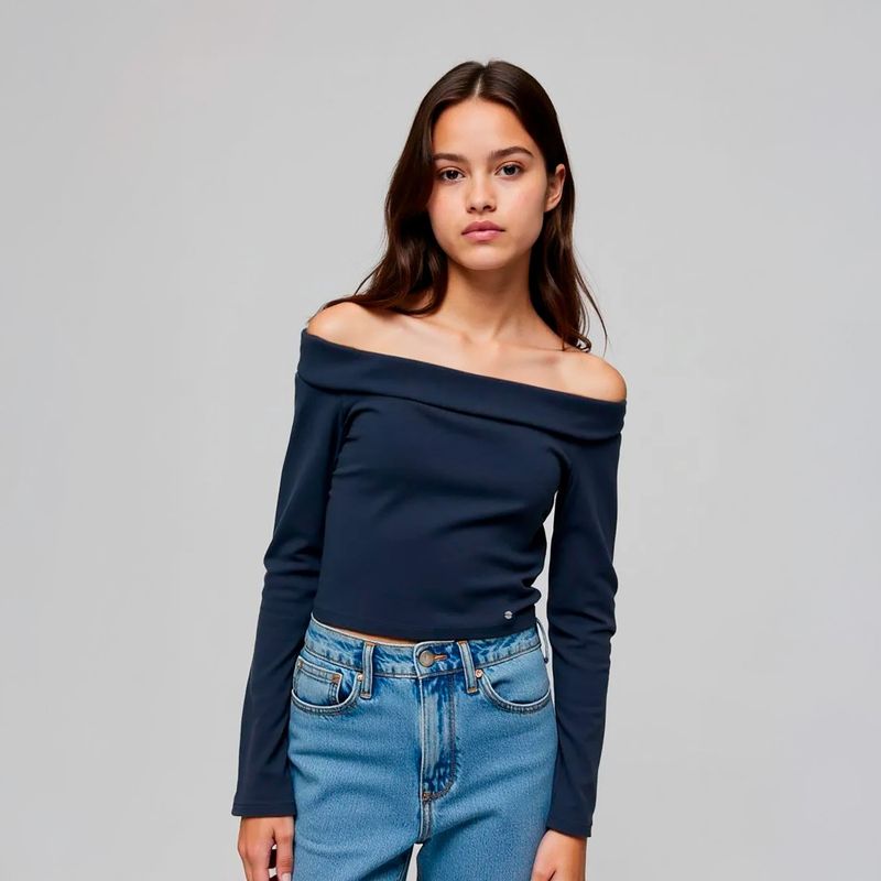 ELV - Camiseta para Niña Con cuello Manga larga de Algodón ELV
