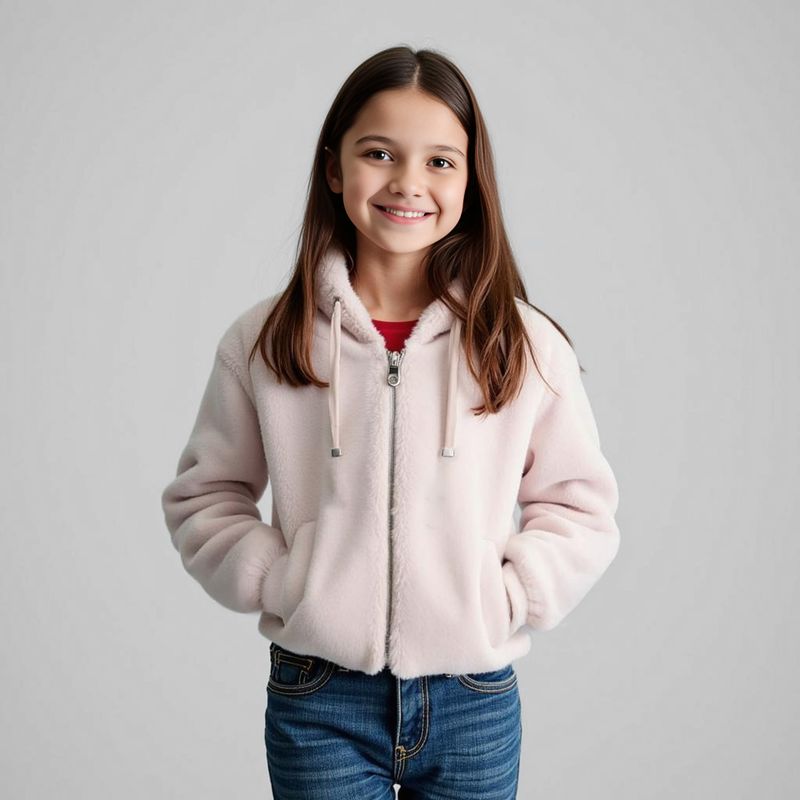 ELV - Chaqueta para Niña Efecto pelo Con capucha ELV