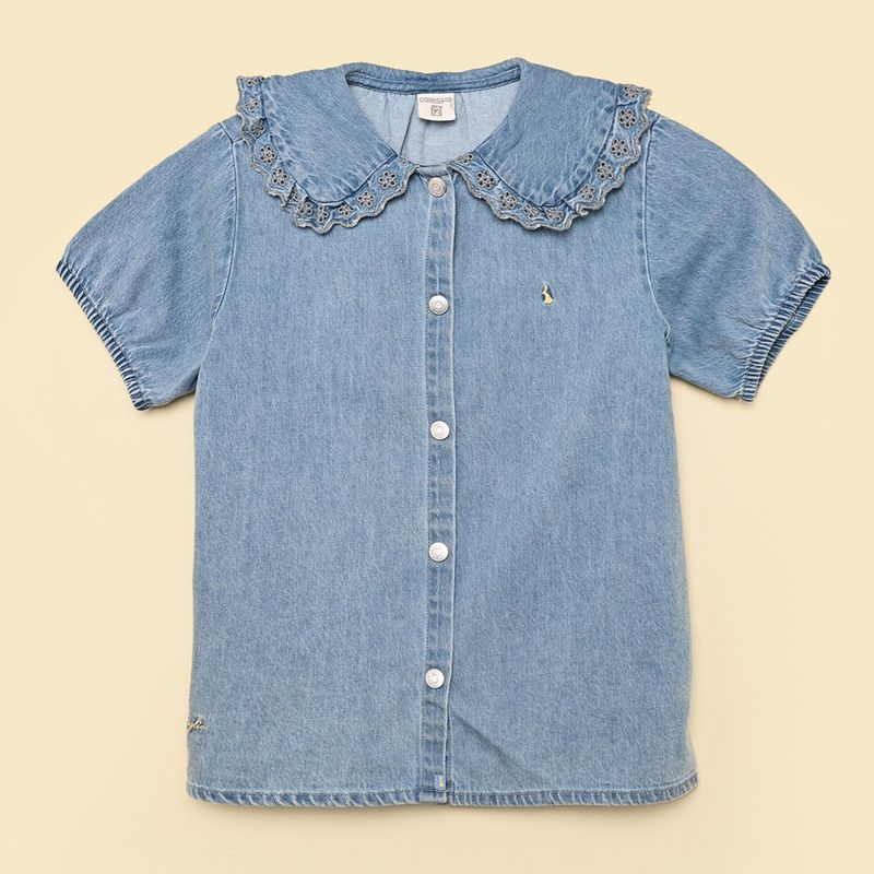 CONIGLIO - Blusa para Niña Con cuello Manga corta de Algodón Coniglio