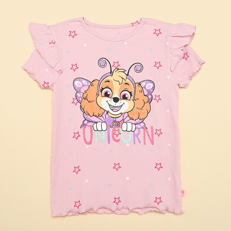 PAW PATROL - Camiseta para Niña con Estampado Manga corta de Algodón Paw Patrol