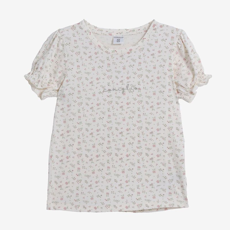 CONIGLIO - Camiseta Niña  De Flores  Manga corta Algodón Coniglio