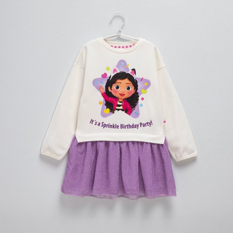  - Vestido Niña con Estampado Tutú Manga larga Algodón Gabby'S Doll House