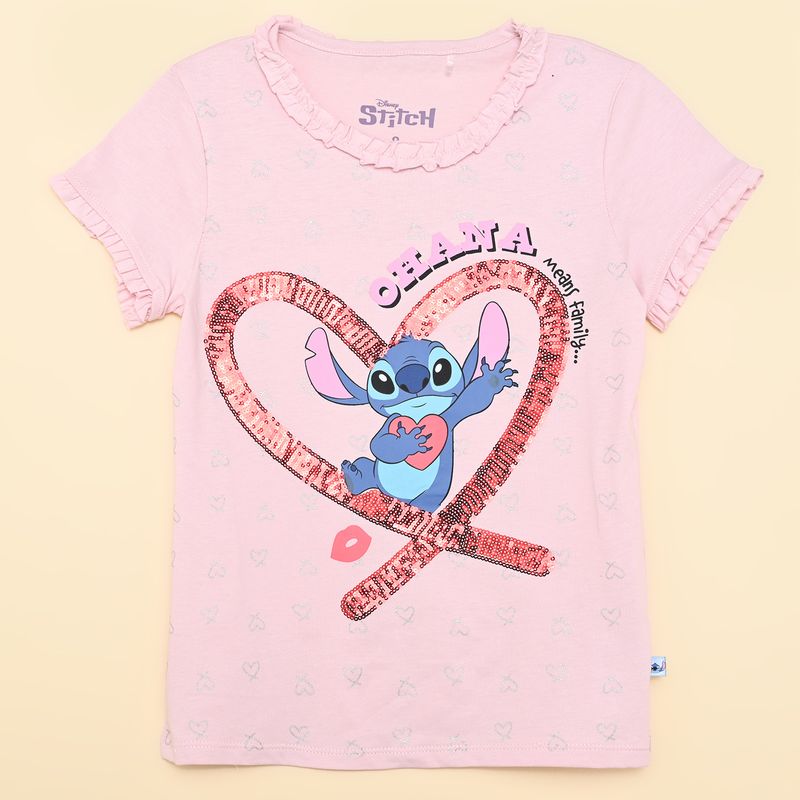 LILO & STITCH - Camiseta para Niña Manga corta Lilo & Stitch de Algodón 