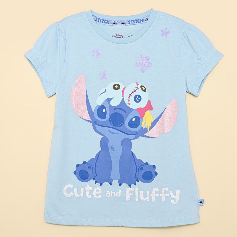 LILO & STITCH - Camiseta para Niña Manga corta Lilo & Stitch de Algodón 