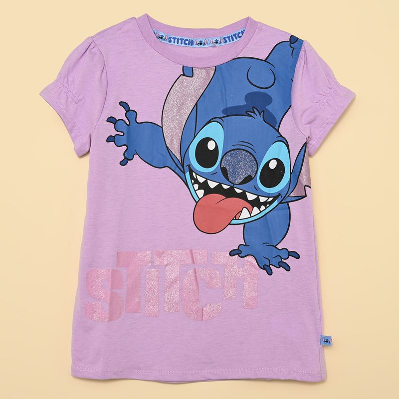LILO & STITCH - Camiseta para Niña Manga corta Lilo & Stitch de Algodón 