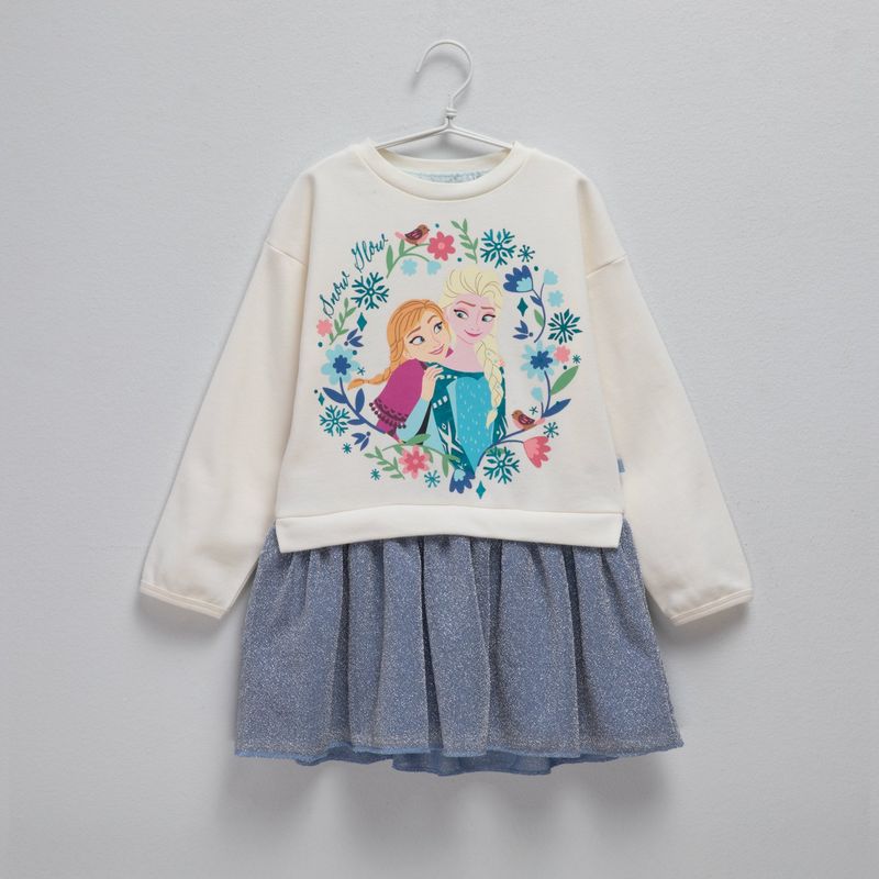 FROZEN - Vestido Niña con Estampado Tutú Manga larga Algodón Frozen