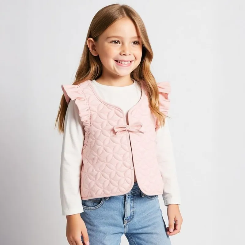 CONIGLIO - Chaleco Niña con Textura Algodón Coniglio