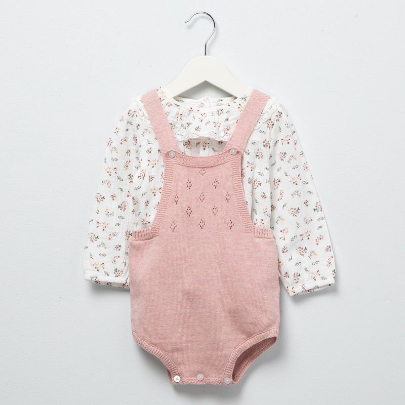 CONIGLIO - Set Blusa manga larga + Jardinera para Bebé niña en Algodón Coniglio