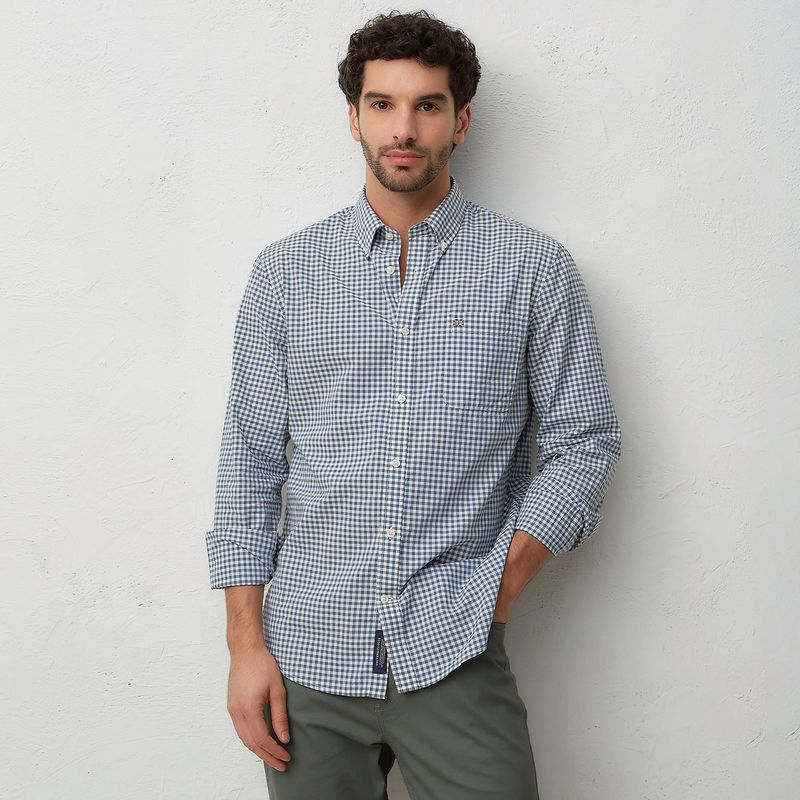 UNIVERSITY CLUB - Camisa Hombre de Cuadros Manga larga Recto de Algodón University Club
