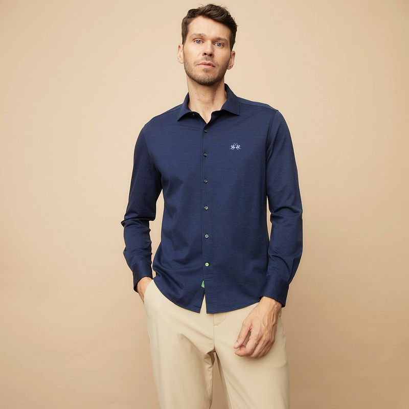 LA MARTINA - Camisa Hombre  Manga larga Slim de Algodón La Martina