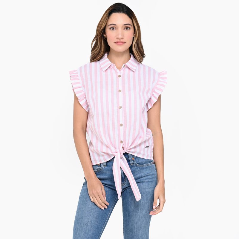 NEWPORT - Blusa Mujer Anudada Manga corta Newport