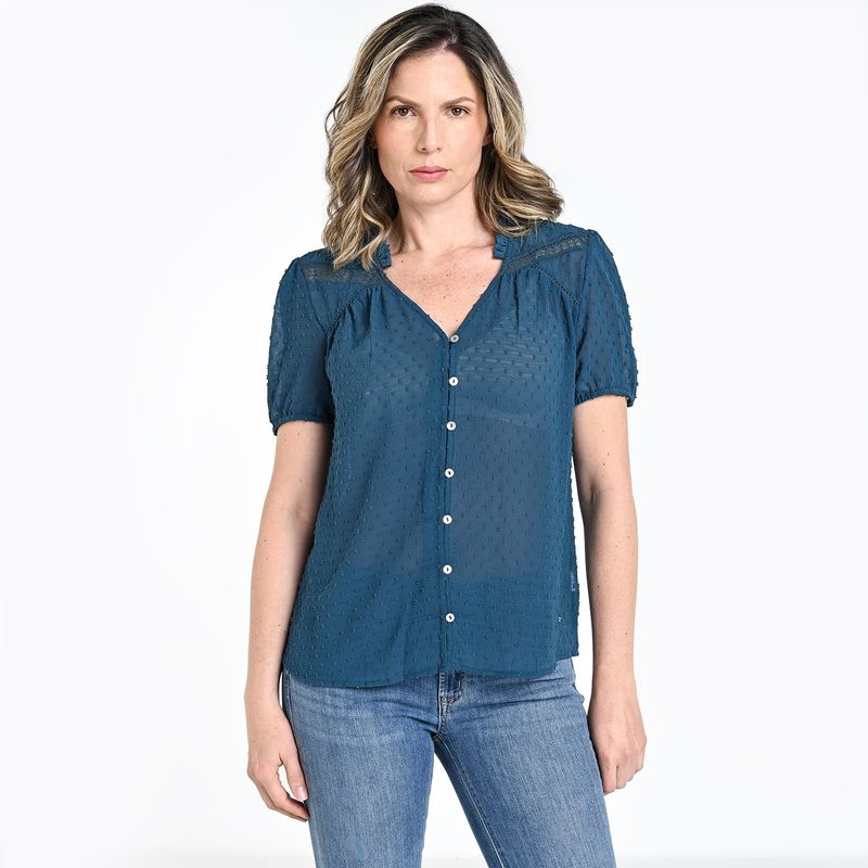 NEWPORT - Blusa Mujer Manga corta globo Newport