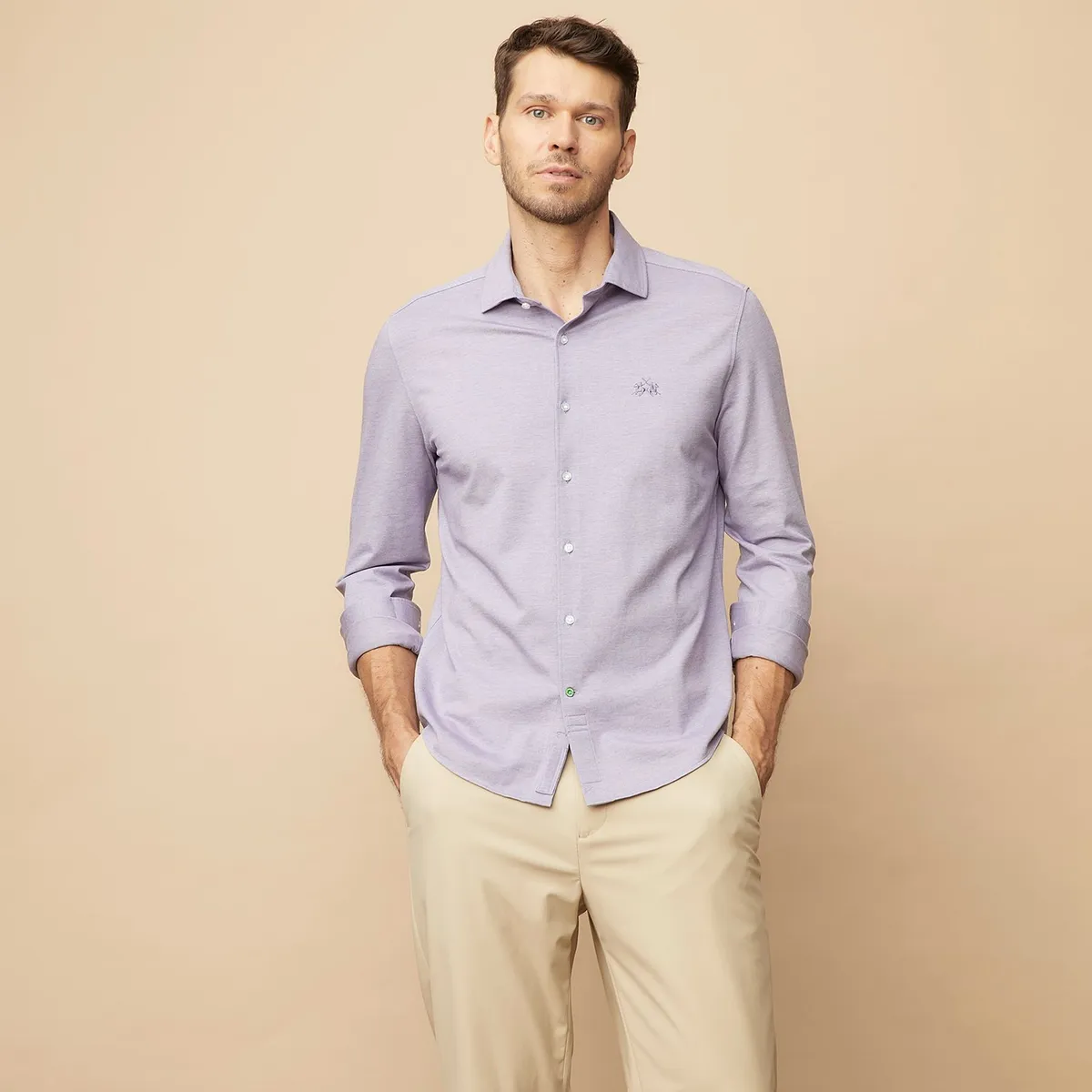 LA MARTINA - Camisa Hombre  Manga larga Slim de Algodón La Martina