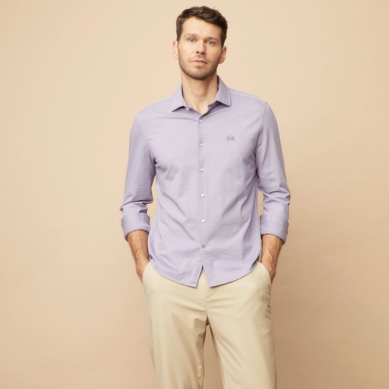 LA MARTINA - Camisa Hombre  Manga larga Slim de Algodón La Martina