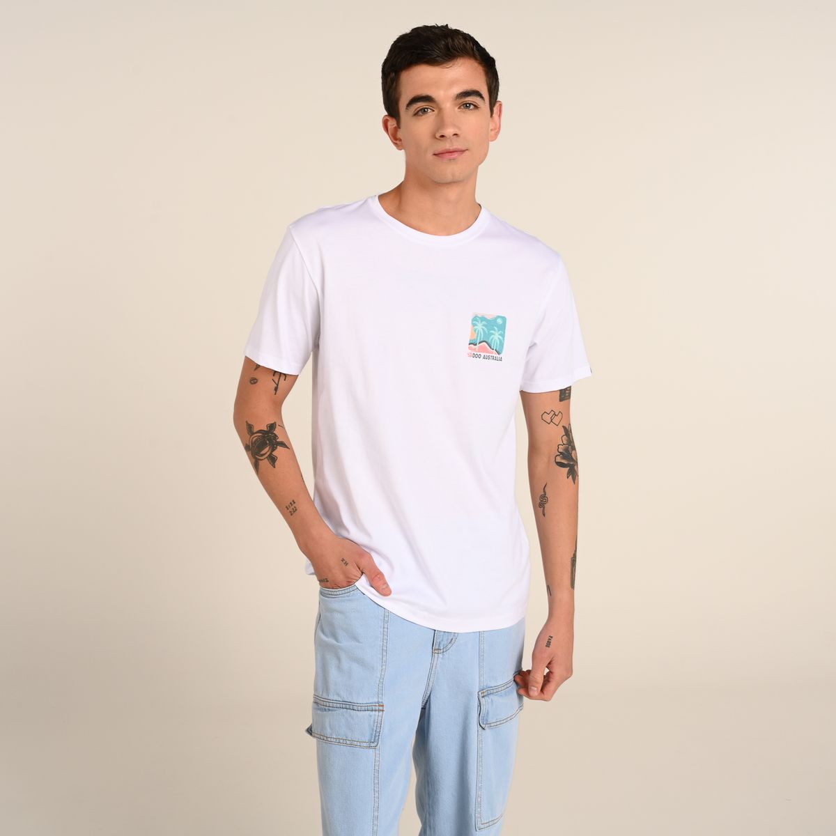 DOO AUSTRALIA - Camiseta Hombre Manga corta con Logo de Algodón Doo Australia