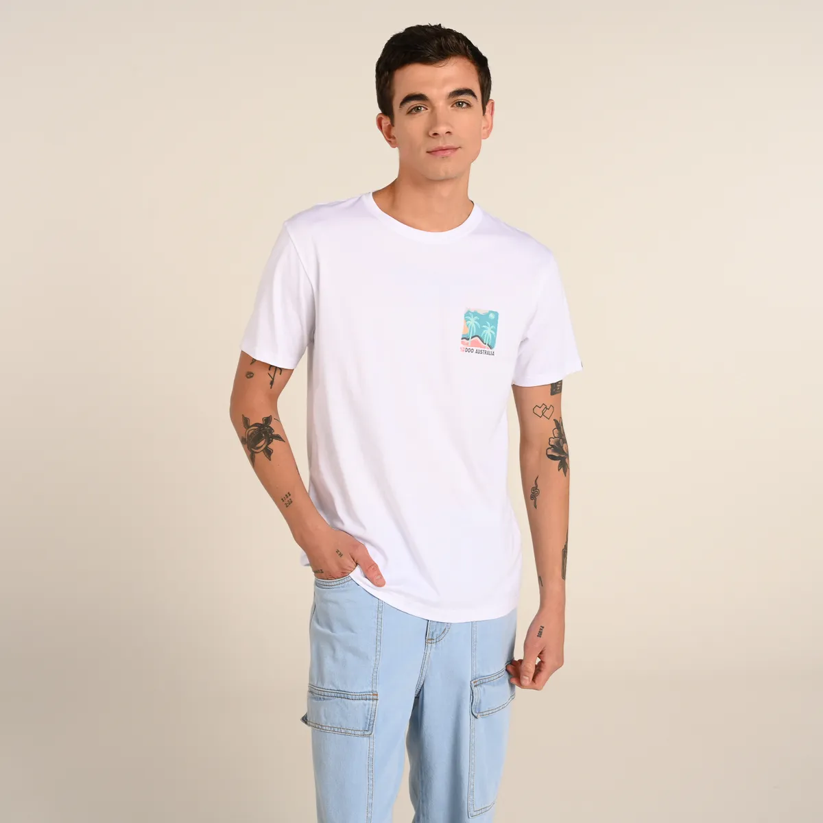 DOO AUSTRALIA - Camiseta Hombre Manga corta con Logo de Algodón Doo Australia