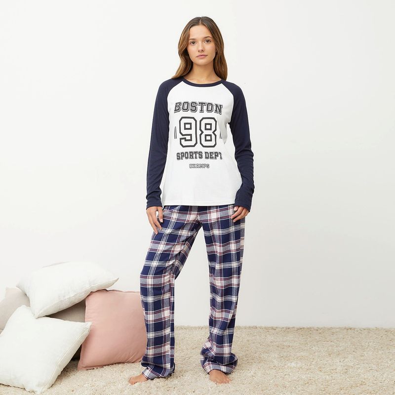 SYBILLA - Pijama completa con pantalón Mujer Largo Manga larga Cuadros  Sybilla