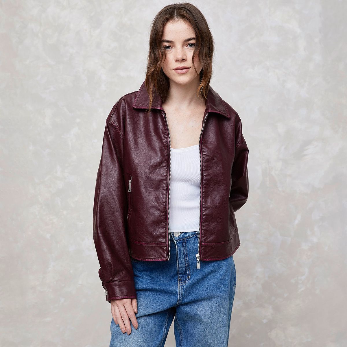 SYBILLA - Chaqueta Efecto cuero Mujer Efecto cuero de Efecto cuero Sybilla