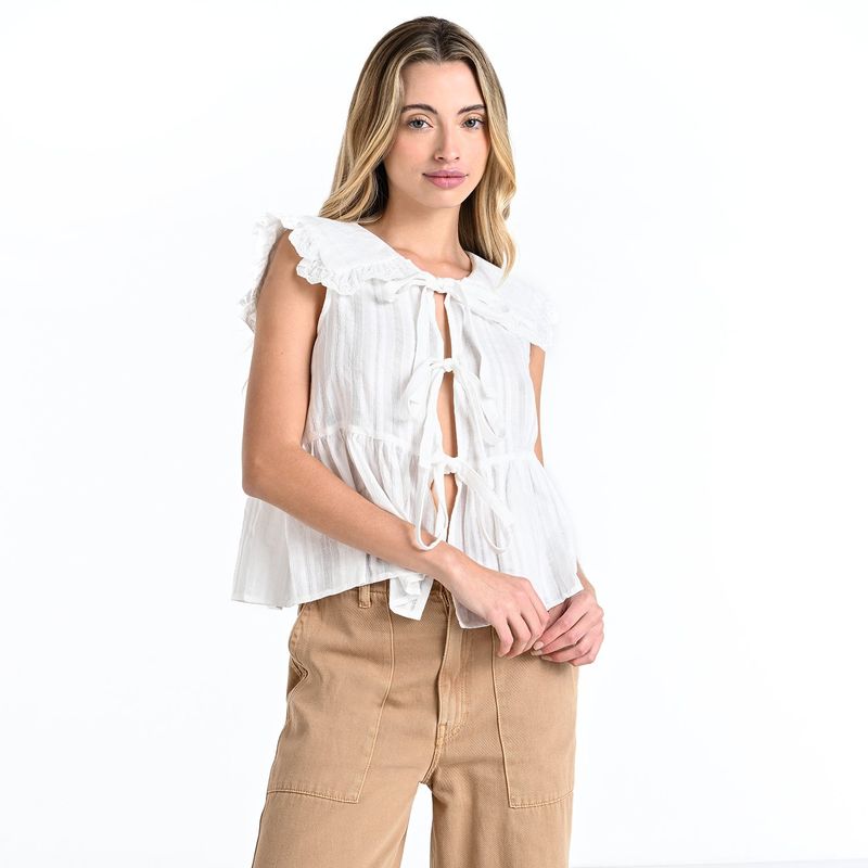 SYBILLA - Blusa Mujer Sin mangas de Algodón Sybilla