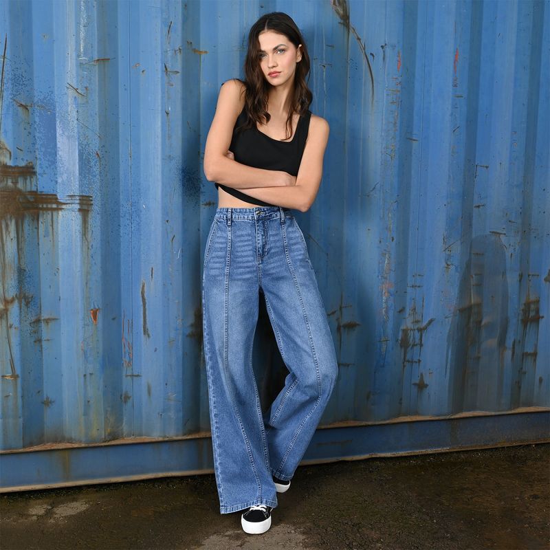 SYBILLA - Jean Wide leg Mujer Tiro medio Sybilla