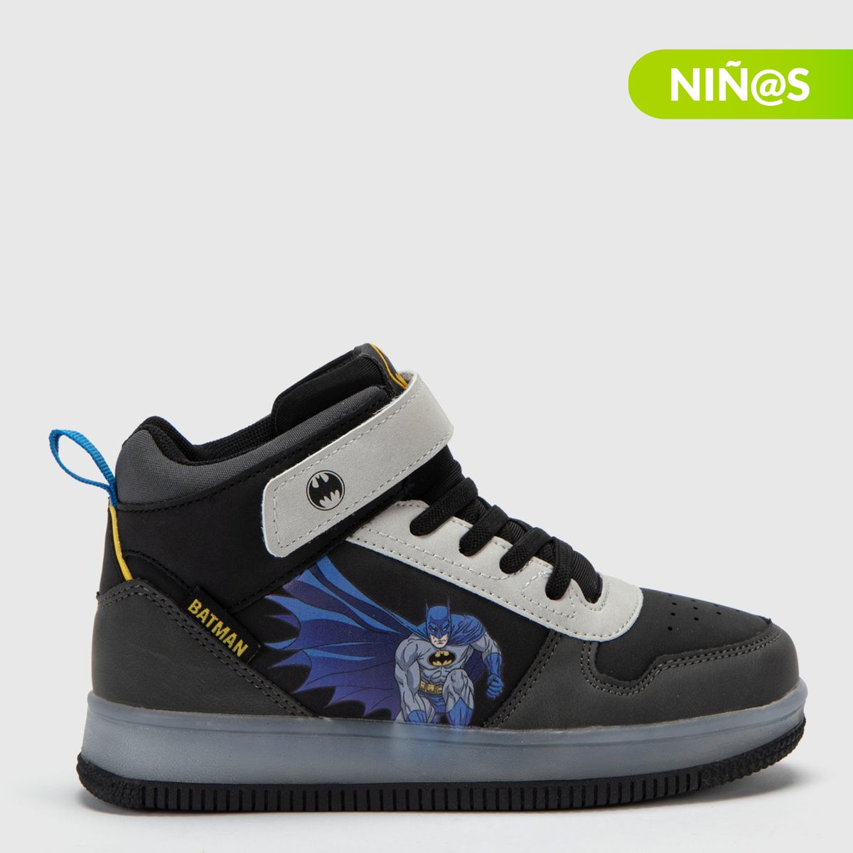 WARNER BROS - Tenis con luces L Tall K Bt Batman Warner Niño con Velcro color Negro