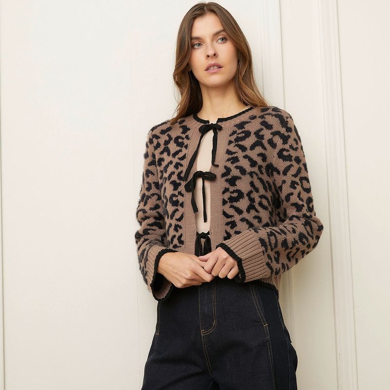 BASEMENT - Cardigan Mujer Animal print Basement