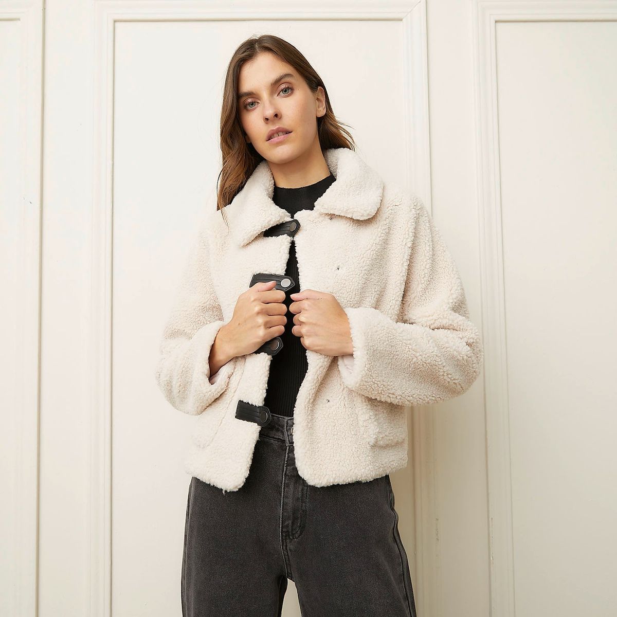 BASEMENT - Chaqueta Mujer Ovejera Recto BASEMENT