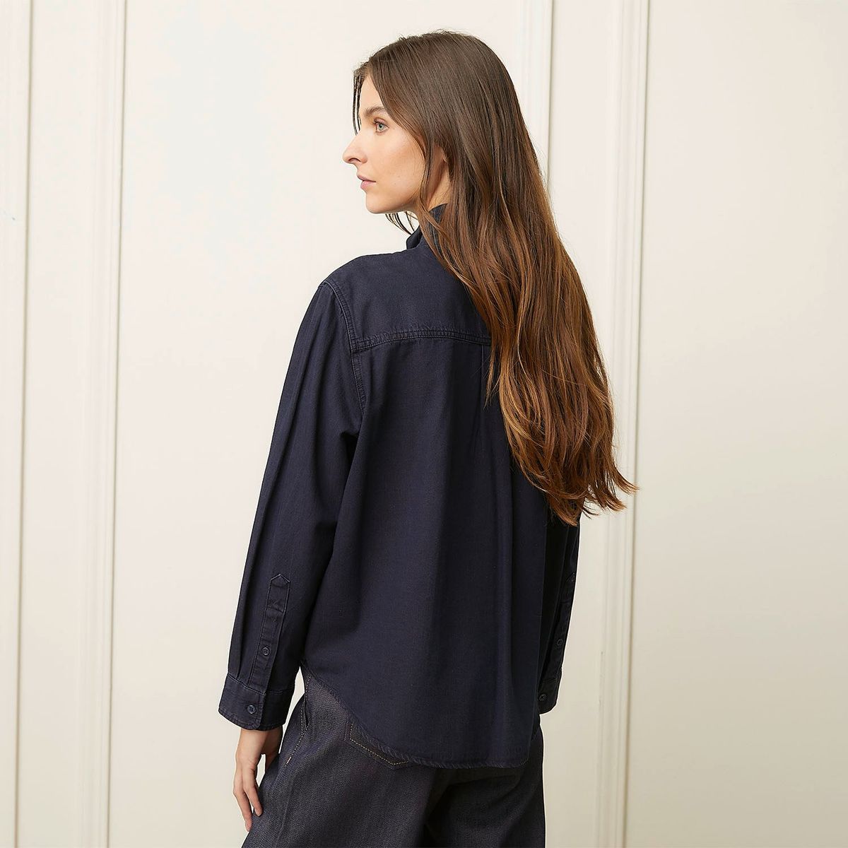 BASEMENT - Camisa Mujer Denim Manga larga de Algodón Basement